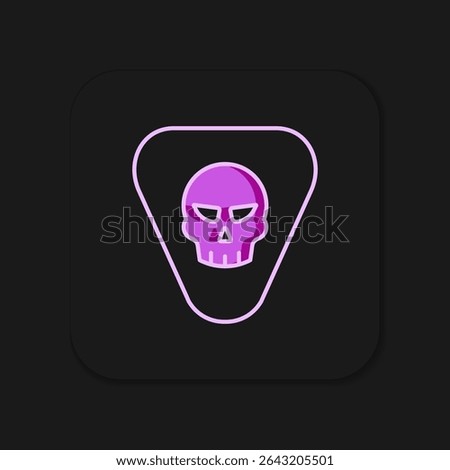 Filled outline Guitar pick icon isolated on black background. Musical instrument. Flat filled outline style with shadow. Vector