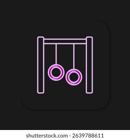 Filled outline Gymnastic rings icon isolated on black background. Playground equipment with hanging rope with rings. Flat filled outline style with shadow. Vector