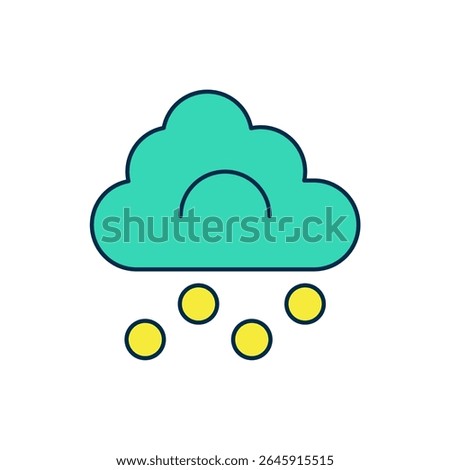 Filled outline Hail cloud icon isolated on white background.  Vector