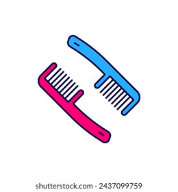 Filled outline Hairbrush icon isolated on white background. Comb hair sign. Barber symbol.  Vector