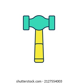 Filled outline Hammer icon isolated on white background. Tool for repair.  Vector