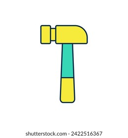 Filled outline Hammer icon isolated on white background. Tool for repair.  Vector