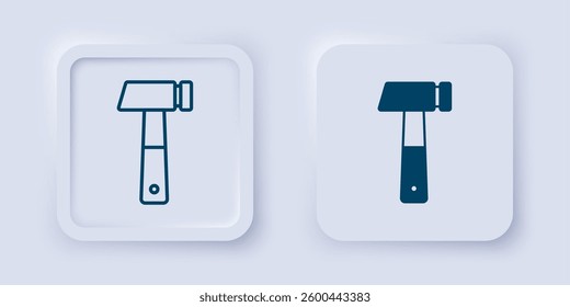 Filled and outline Hammer icon isolated on grey background. Tool for repair. Square button. Vector