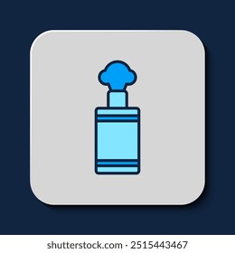 Esquema lleno Icono de granada de mano aislado sobre fondo azul. Explosión de bomba.  Vector