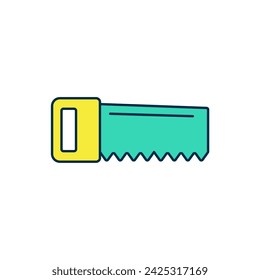 Filled outline Hand saw icon isolated on white background.  Vector