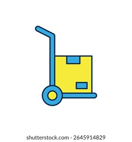 Filled outline Hand truck and boxes icon isolated on white background. Dolly symbol.  Vector