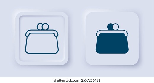 Filled and outline Handbag icon isolated on grey background. Female handbag sign. Glamour casual baggage symbol. Square button. Vector