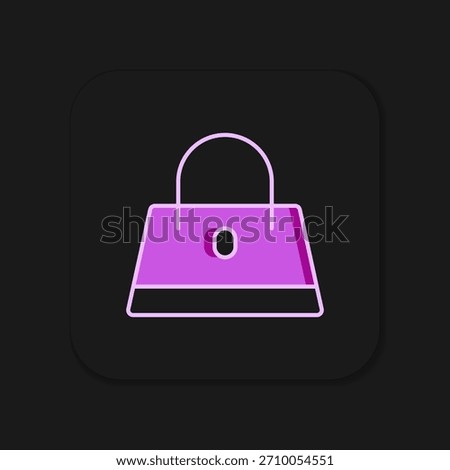 Filled outline Handbag icon isolated on black background. Female handbag sign. Glamour casual baggage symbol. Flat filled outline style with shadow. Vector