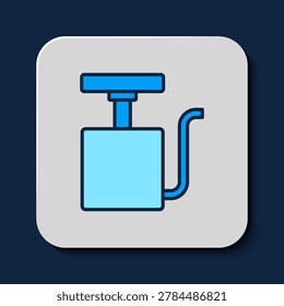 Filled outline Handle detonator for dynamite icon isolated on blue background.  Vector