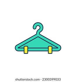 Filled outline Hanger wardrobe icon isolated on white background. Cloakroom icon. Clothes service symbol. Laundry hanger sign.  Vector