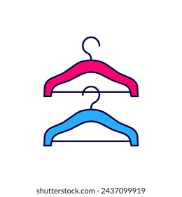 Filled outline Hanger wardrobe icon isolated on white background. Cloakroom icon. Clothes service symbol. Laundry hanger sign.  Vector