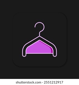 Filled outline Hanger wardrobe icon isolated on black background. Cloakroom icon. Clothes service symbol. Laundry hanger sign. Flat filled outline style with shadow. Vector