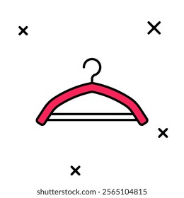 Filled outline Hanger wardrobe icon isolated on white background. Cloakroom icon. Clothes service symbol. Laundry hanger sign.  Vector