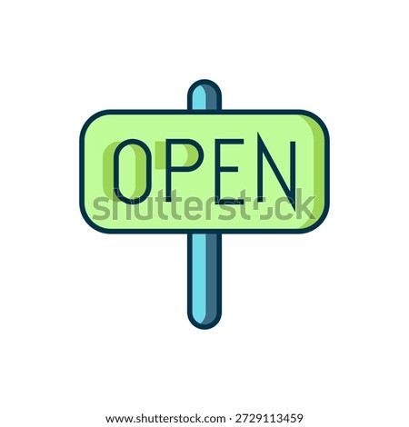 Filled outline Hanging sign with text Open door icon isolated on white background. Flat filled outline style with shadow. Vector