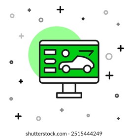 Filled outline Hardware diagnostics condition of car icon isolated on white background. Car service and repair parts.  Vector