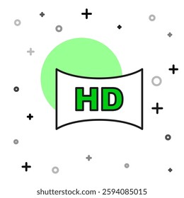 Filled outline Hd movie, tape, frame icon isolated on white background.  Vector