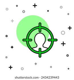 Filled outline Head hunting concept icon isolated on white background. Business target or Employment sign. Human resource and recruitment.  Vector