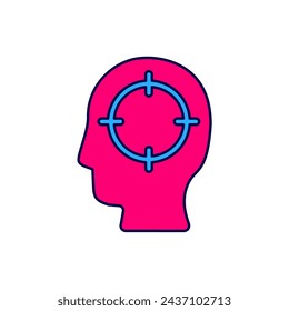 Filled outline Head hunting icon isolated on white background. Business target or Employment sign. Human resource and recruitment for business.  Vector