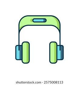 Filled outline Headphones icon isolated on white background. Earphones. Concept for listening to music, service, communication and operator. Flat filled outline style with shadow. Vector