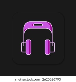Filled outline Headphones icon isolated on black background. Earphones. Concept for listening to music, service, communication and operator. Flat filled outline style with shadow. Vector