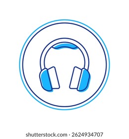 Filled outline Headphones icon isolated on white background. Earphones. Concept for listening to music, service, communication and operator.  Vector