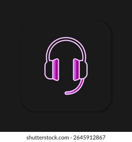 Filled outline Headphones icon isolated on black background. Earphones. Concept for listening to music, service, communication and operator. Flat filled outline style with shadow. Vector