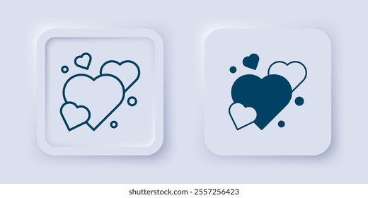 Filled and outline Heart icon isolated on grey background. Romantic symbol linked, join, passion and wedding. Happy Valentines day. Square button. Vector