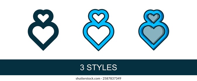 Filled outline Heart icon isolated on white background. Romantic symbol linked, join, passion and wedding. Happy Valentines day.  Vector