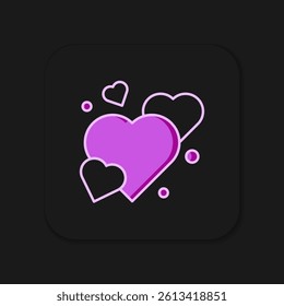 Filled outline Heart icon isolated on black background. Romantic symbol linked, join, passion and wedding. Happy Valentines day. Flat filled outline style with shadow. Vector