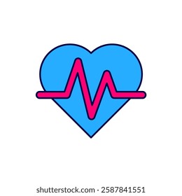 Filled outline Heart rate icon isolated on white background. Heartbeat sign. Heart pulse icon. Cardiogram icon.  Vector