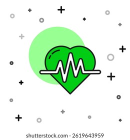 Filled outline Heart rate icon isolated on white background. Heartbeat sign. Heart pulse icon. Cardiogram icon.  Vector