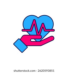 Filled outline Heart rate icon isolated on white background. Heartbeat sign. Heart pulse icon. Cardiogram icon.  Vector