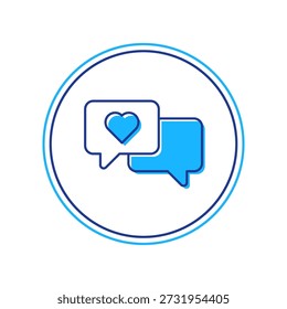 Filled outline Heart in speech bubble icon isolated on white background. Happy Valentines day.  Vector