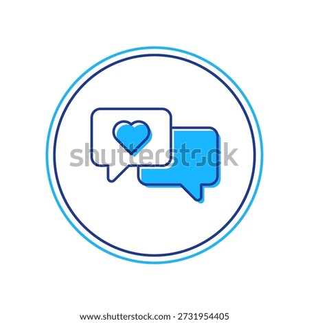 Filled outline Heart in speech bubble icon isolated on white background. Happy Valentines day.  Vector