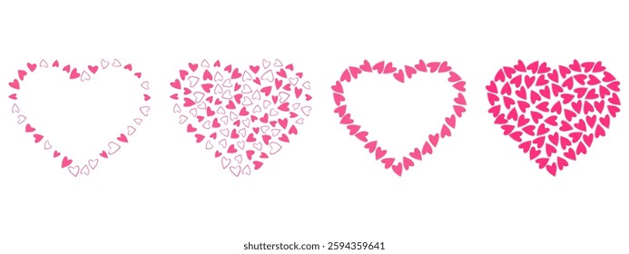 Filled and Outline hearts shape heart Frames and Backgrounds St Valentine Day greeting concept Set 4