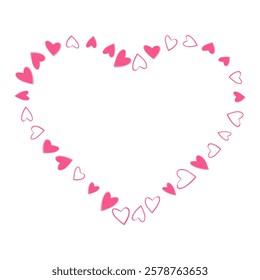 Filled and Outline hearts shaped heart Frame border St Valentines Day greeting design element idea