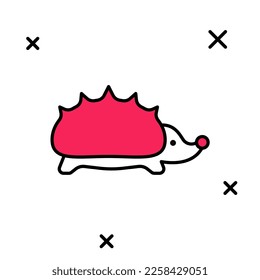 Filled outline Hedgehog icon isolated on white background. Animal symbol.  Vector