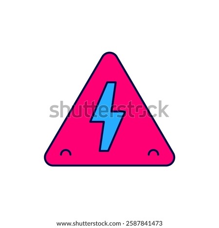 Filled outline High voltage sign icon isolated on white background. Danger symbol. Arrow in triangle. Warning icon.  Vector