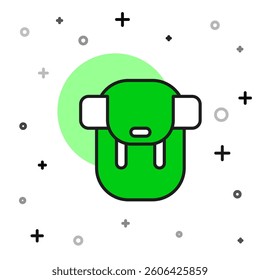 Filled outline Hiking backpack icon isolated on white background. Camping and mountain exploring backpack.  Vector