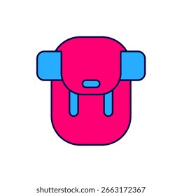 Esquema lleno Icono de la mochila de senderismo aislado sobre fondo blanco. Mochila de camping y montaña.  Vector