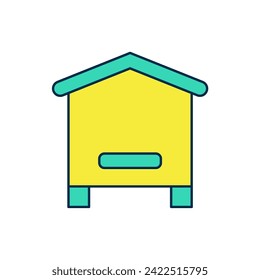Filled outline Hive for bees icon isolated on white background. Beehive symbol. Apiary and beekeeping. Sweet natural food.  Vector
