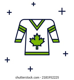 Filled outline Hockey jersey icon isolated on white background.  Vector