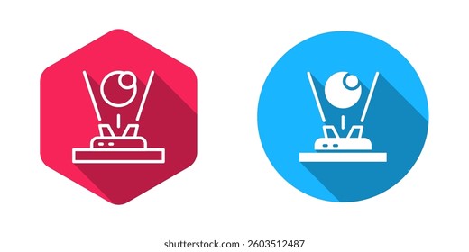 Filled and outline Hologram icon isolated with long shadow background. Global communication technology.  Vector