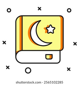 Filled outline Holy book of Koran icon isolated on white background. Muslim holiday, Eid Mubarak, Eid al-fitr, Ramadan Kareem. Flat filled outline style with shadow. Vector