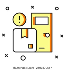 Filled outline Home delivery services icon isolated on white background. Flat filled outline style with shadow. Vector