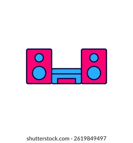 Filled outline Home stereo with two speakers icon isolated on white background. Music system.  Vector