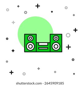 Filled outline Home stereo with two speaker s icon isolated on white background. Music system.  Vector