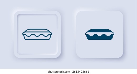 Filled and outline Homemade pie icon isolated on grey background. Square button. Vector