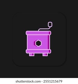 Icono de extractor de miel de contorno lleno aislado sobre fondo negro. Dispositivo mecánico para la extracción de miel de panales. Estilo de contorno relleno plano con sombra. Vector