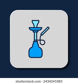 Filled outline Hookah icon isolated on blue background.  Vector
